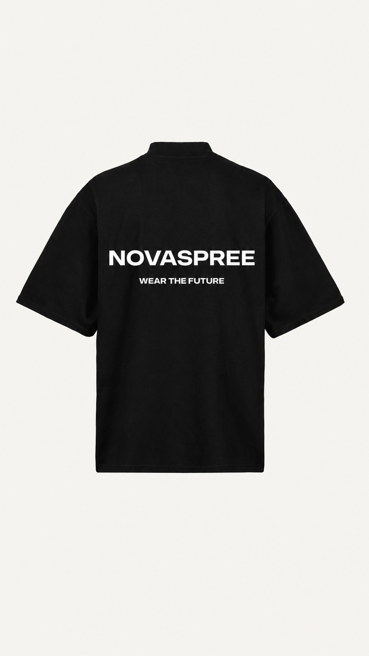 NOVASPREE BLACK OVERSIZED CREW NECK TEE