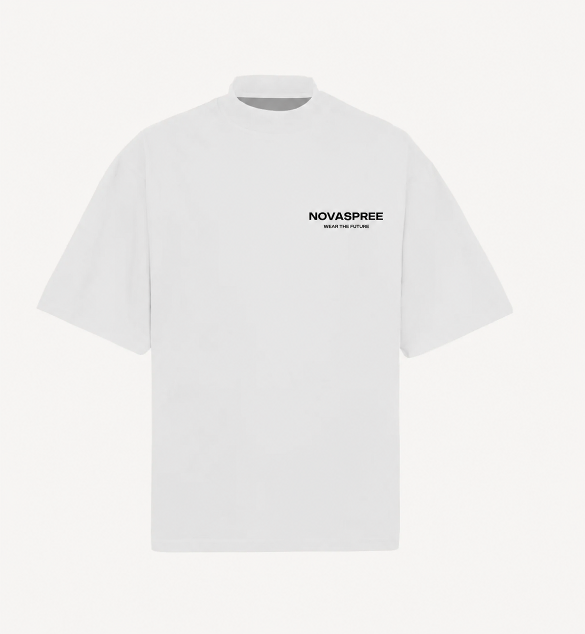 NOVASPREE WHITE OVERSIZED CREW NECK TEE