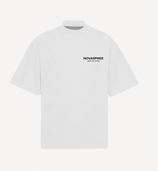 NOVASPREE WHITE OVERSIZED CREW NECK TEE